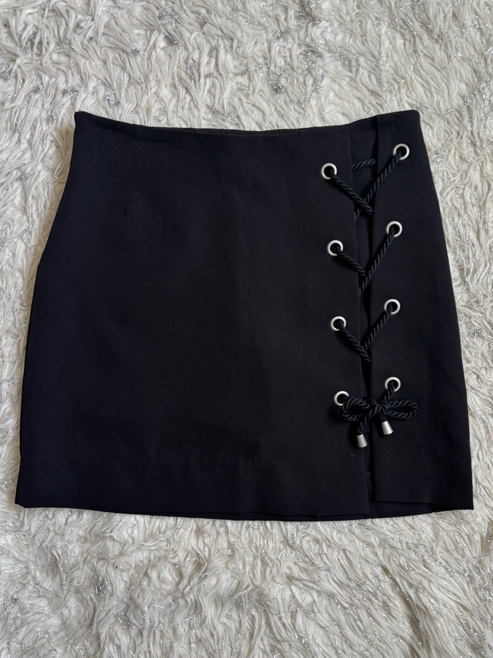 Rebecca Minkoff Black Side Lace-Up Mini Skirt/Short Size 00